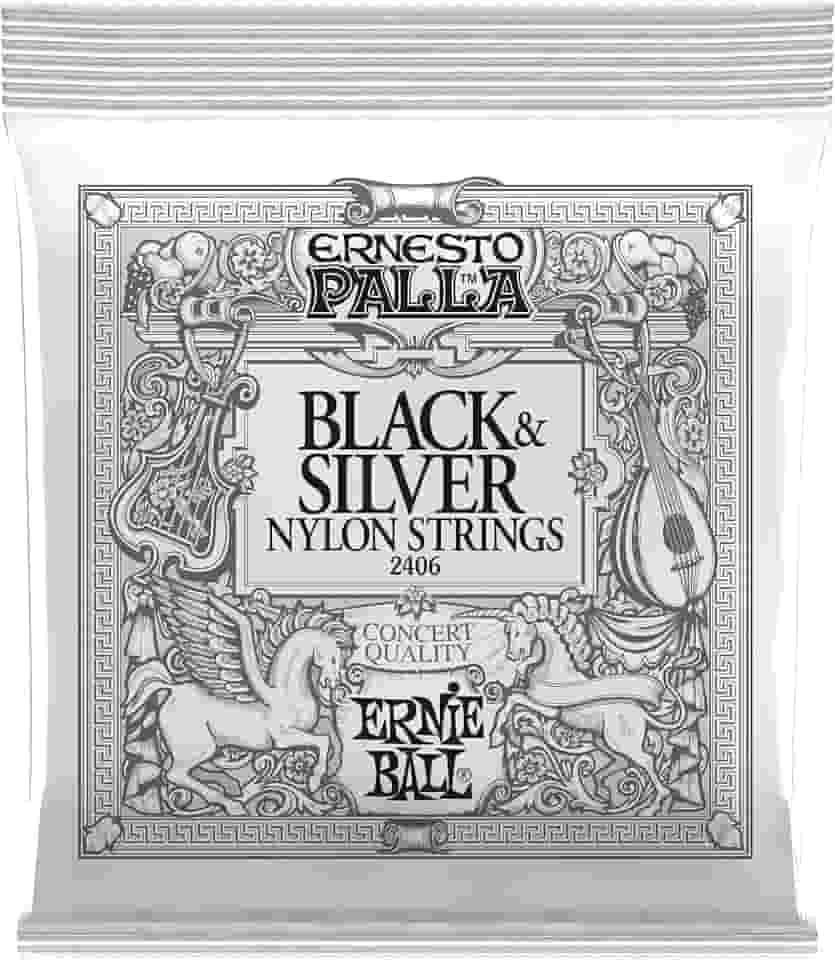 ENCORDEAMENTO P/VIOLAO CLASSICO ERNESTO PALLA BLACK AND SILVER NYLON TENSAO MEDIA P02406 ERNIE BALL