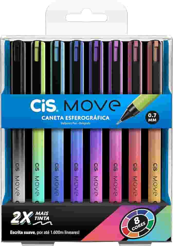 Caneta esferográfica 0.7mm Move com 8 cores Cis