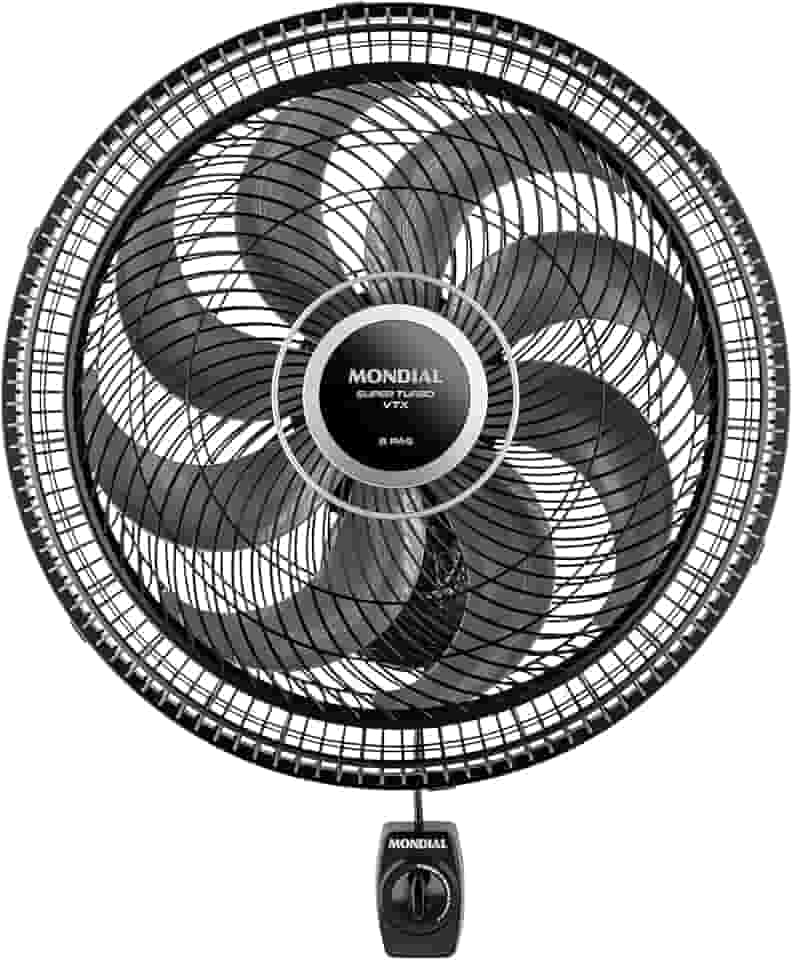 MONDIAL Ventilador de Parede 40cm Super Turbo 8 Pás, Preto/Prata, 140W, 110V - VTX-40P-8P