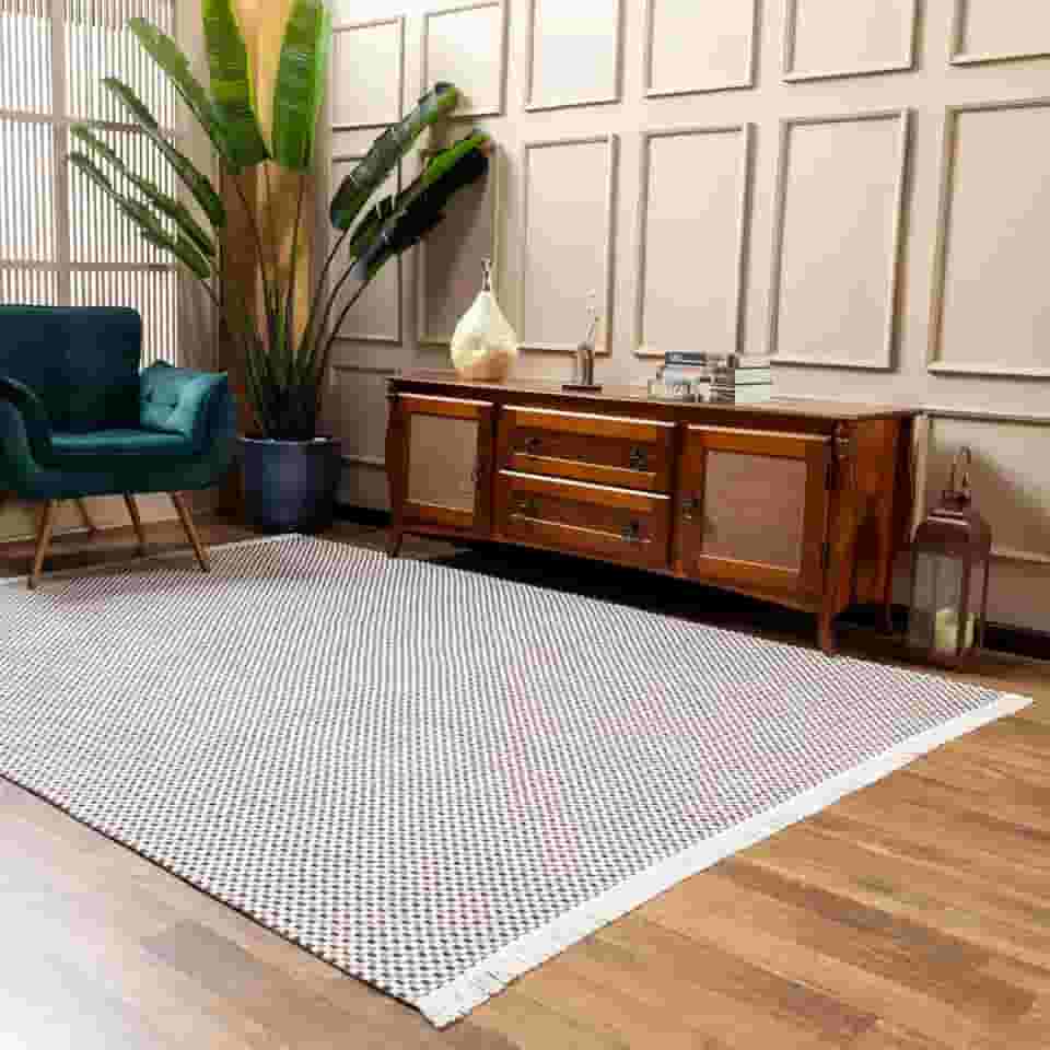 Tapete Grande para Sala Tear antialérgico 100% Algodão Encorpado, resistente Lavável na Máquina (CRU natural, 2,00 x 1,40)