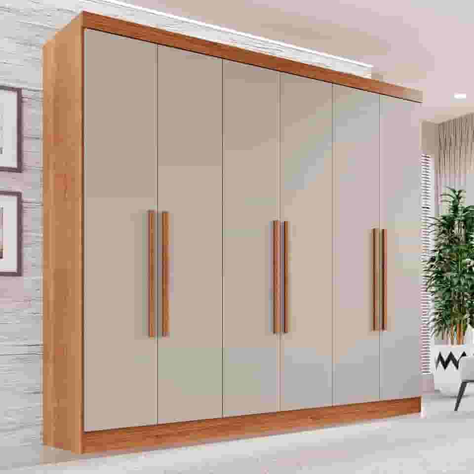 Guarda-roupa Casal 6 Portas 2 Gavetas França Cinamomo/Off-White