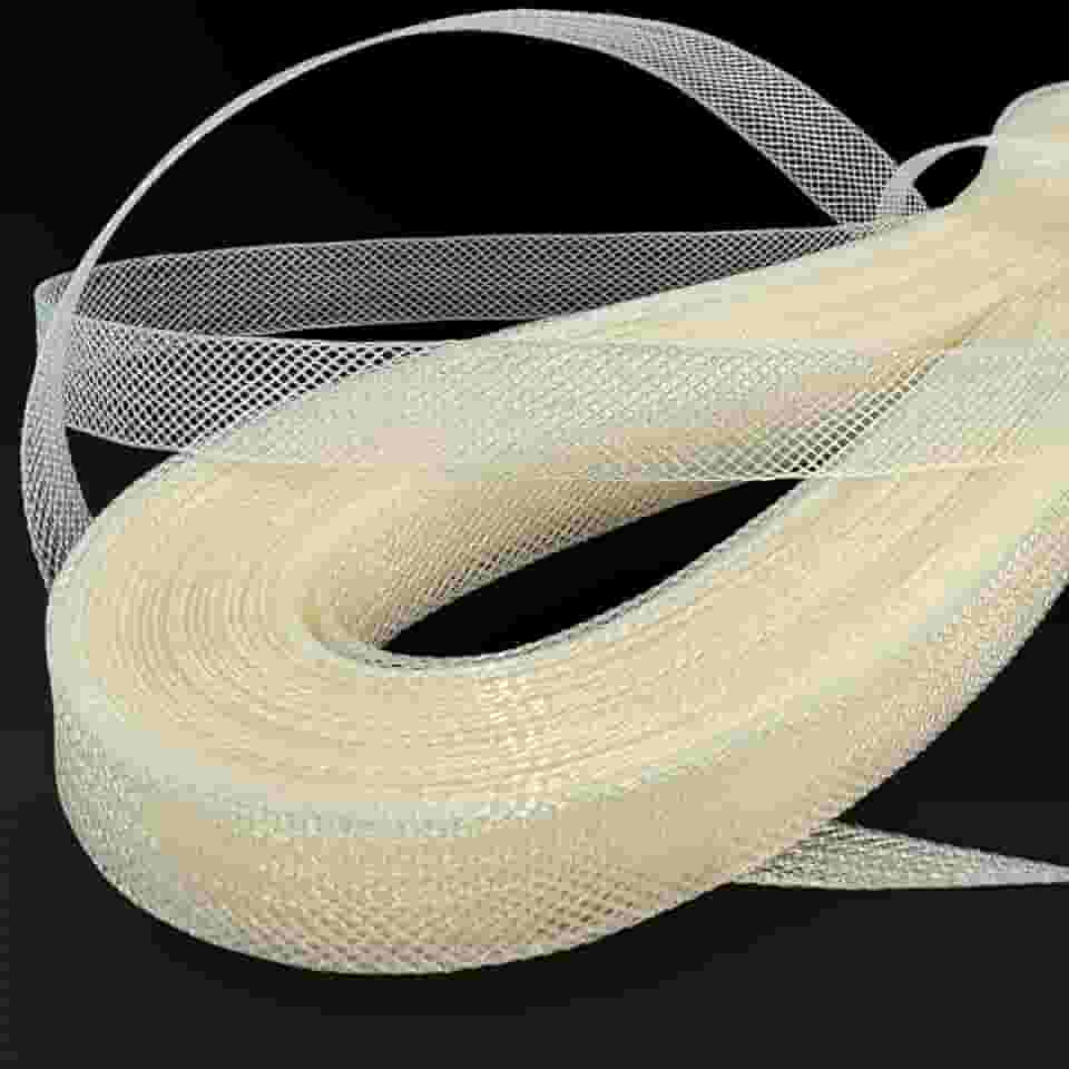 TopTrimming Trança de crina de cavalo rígida de 1,27 m (marfim) barbatanas de poliéster para costurar vestidos de noiva, vestidos de dança e acessórios