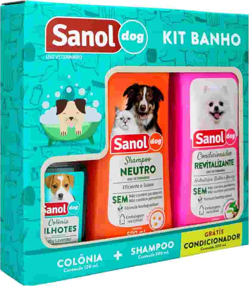 Sanol Dog Kit - Shampoo / Condicionador / Ganhe 1 Colônia Variado Verde