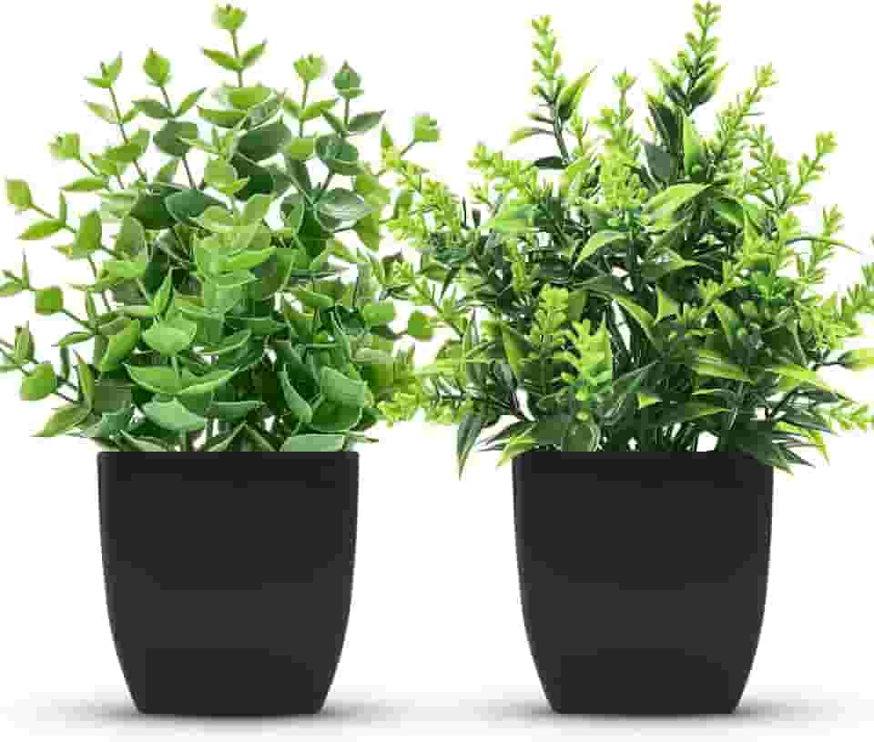 2 pacotes pequenas plantas falsas plantas artificiais vegetação em vasos para casa quarto banheiro casa de fazenda cozinha decoração interior