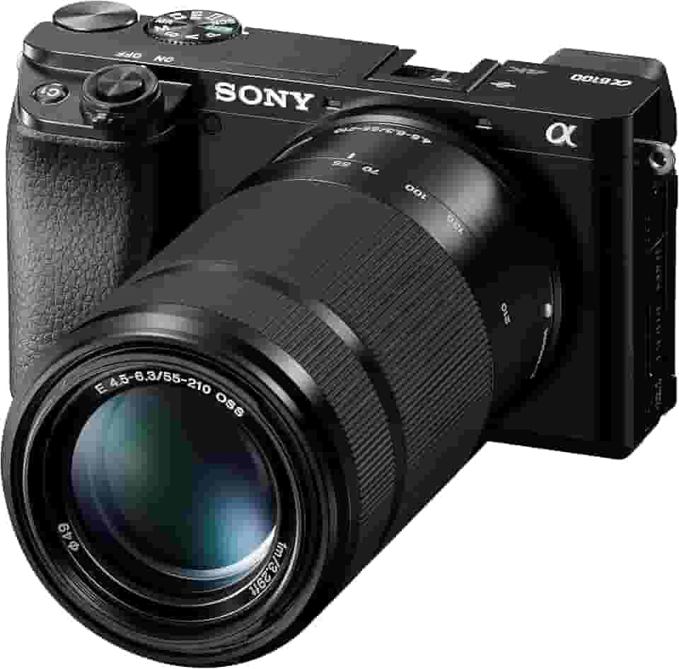 Sony Câmera sem espelho Alpha A6100 com lentes zoom de 16-50 mm e 55-210 mm, ILCE6100Y/B, preta
