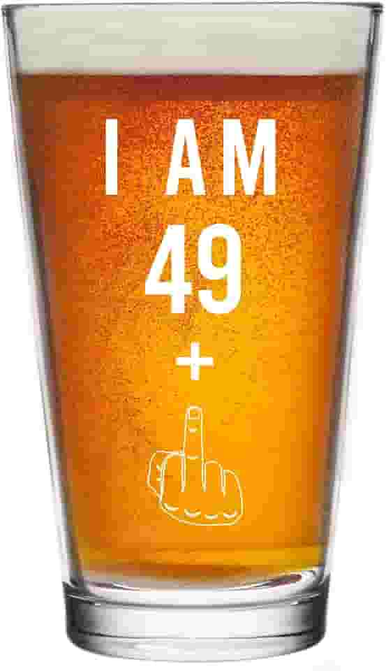 49 + Presentes de aniversário de 50 anos de um dedo médio para homens e mulheres copo de cerveja - presentes engraçados de 50 anos - copos de 473 ml suprimentos de decoração de festa - ideias de