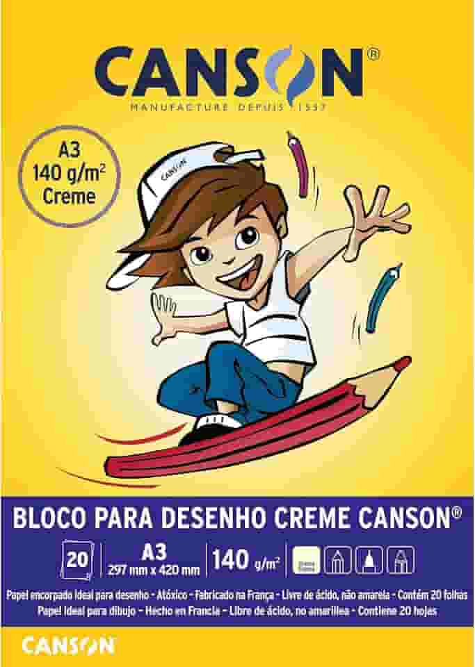 Bloco Desenho Creme A3 140g/m², Canson, 66667073, Creme, 20 Folhas
