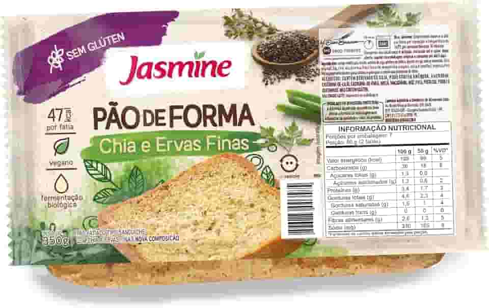 Jasmine Pão Fatiado com Chia e Ervas Finas Sem Glúten 350g