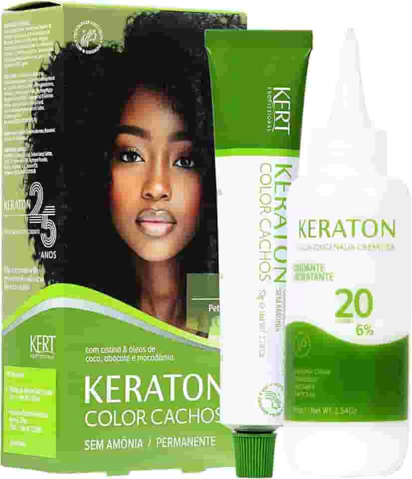 Keraton, Coloração, Color Cachos, Kit 50 g + 75ml, Nº 1.0 Preto