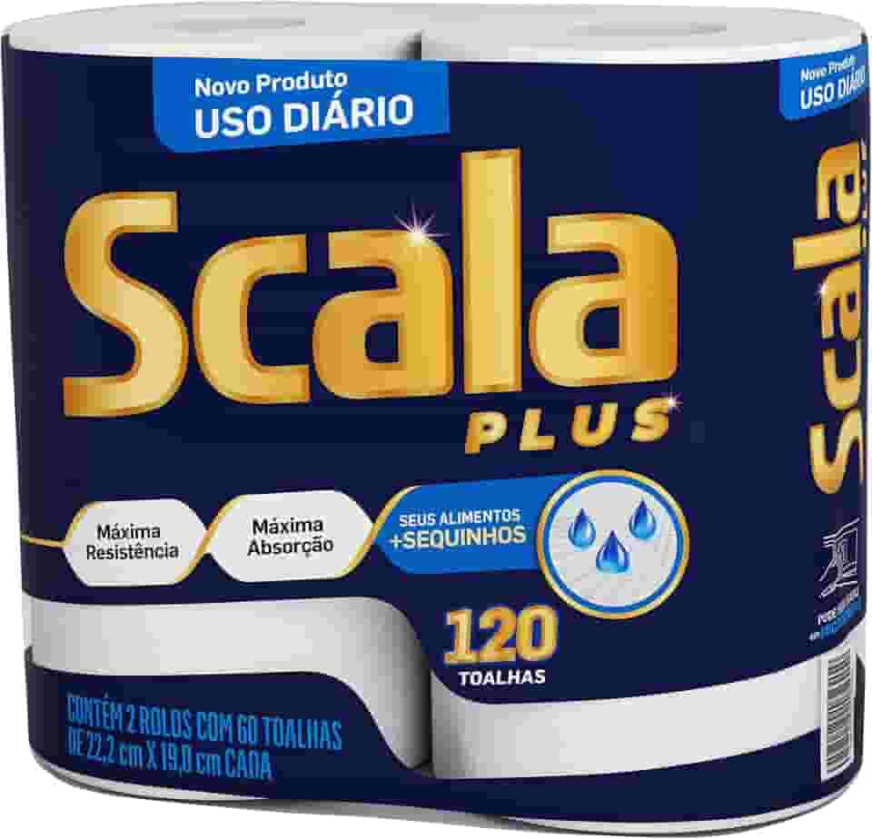 Scala Plus Papel Toalha, 120 Toalhas (2 Rolos de 60 Toalhas Cada)