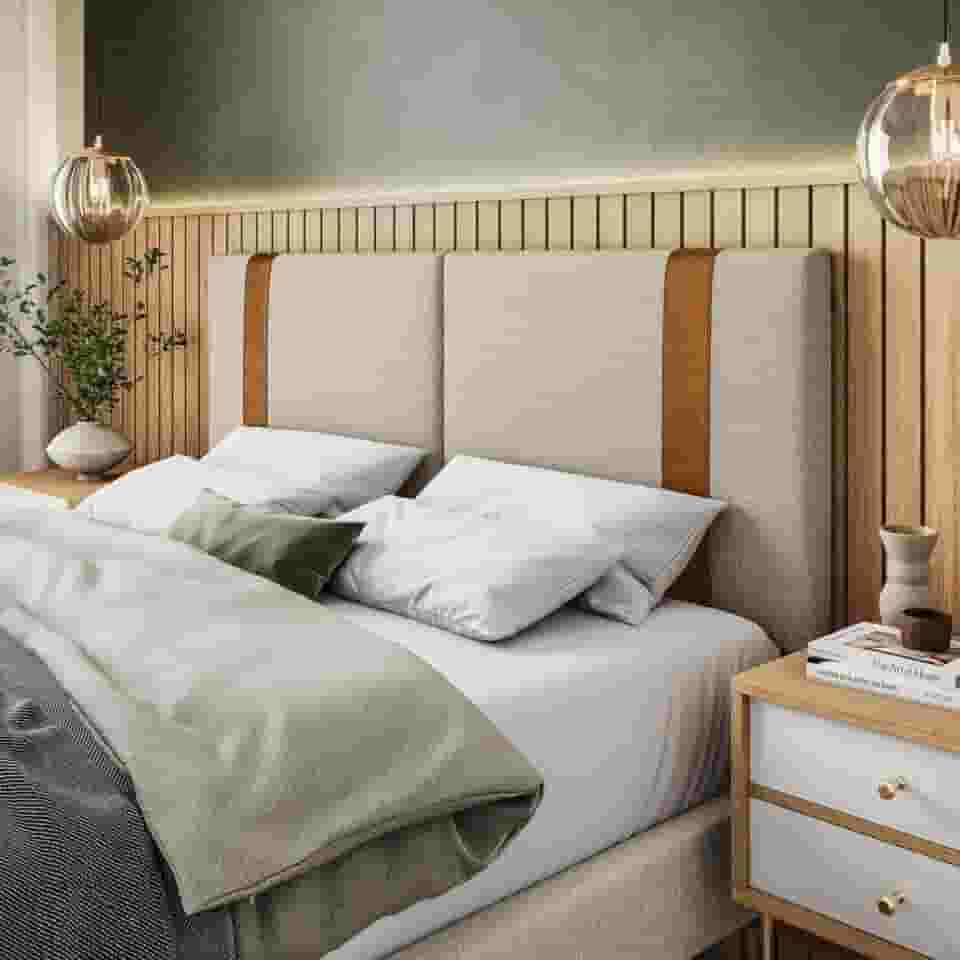 Cabeceira Dobrável ARTE Estofada em Linho Quarto Para Cama casal King