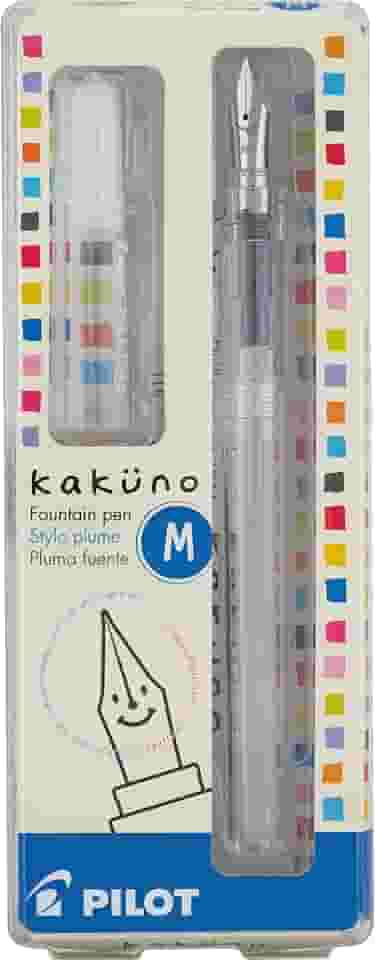 PILOT Caneta-tinteiro Kakuno, corpo transparente, ponta média (10822)