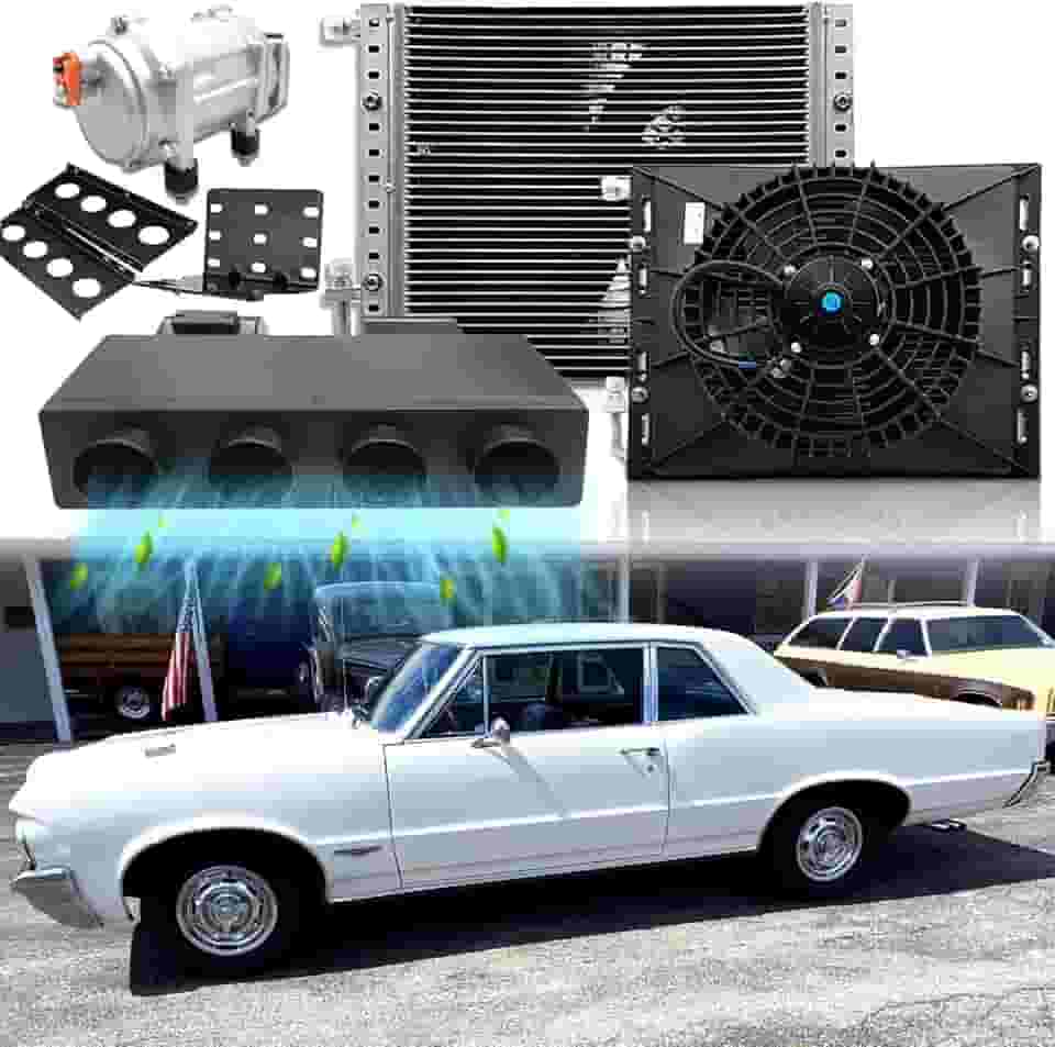 Ar condicionado sob o painel 12V 10.000 BTU, sistema universal de unidade A/C de 12 volts, kit automotivo de 12 V DC Underdash AC com compressor elétrico de 20 cc, unidade de CA silenciosa para
