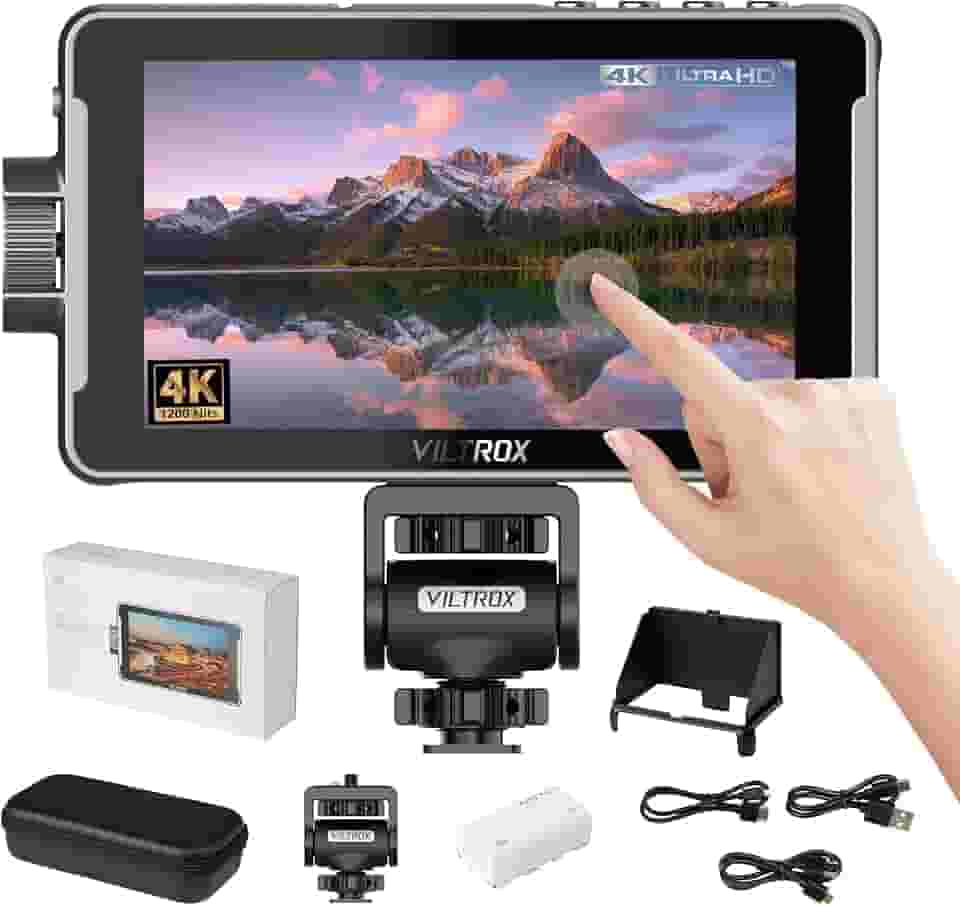 VILTROX Monitor De Campo Com Câmera Touchscreen Dc-550 De 5,5 Polegadas, 4K Hdmi, 1200 Nits, Monitor De Câmera Com Bateria, Protetor Solar, 3D Lut, Assistência De Foco De Pico, Ângulo De Visão Ampl