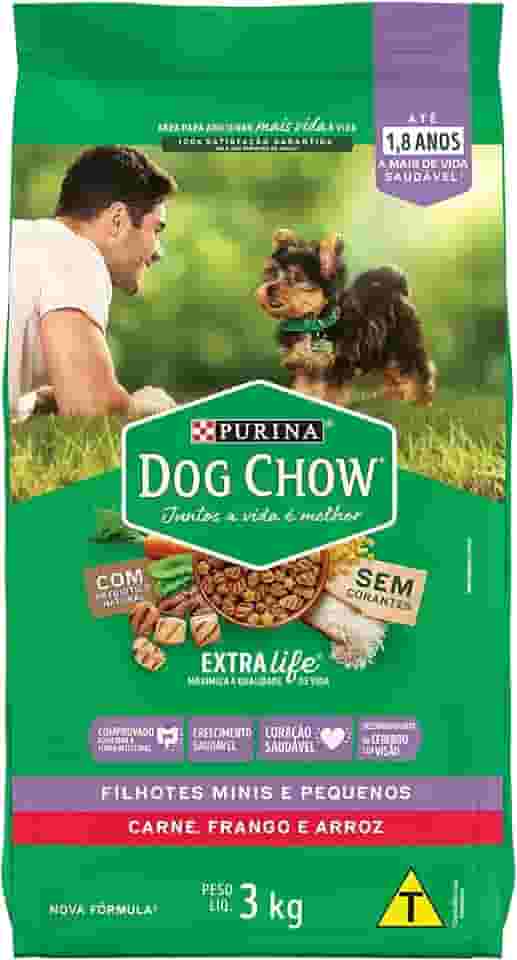 Purina Dog Chow Ração Dog Chow Para Cães Filhotes De Raças Pequenas Sabor Frango E Arroz - 3Kg Purina Para Todas Pequeno Filhotes - Sabor Frango