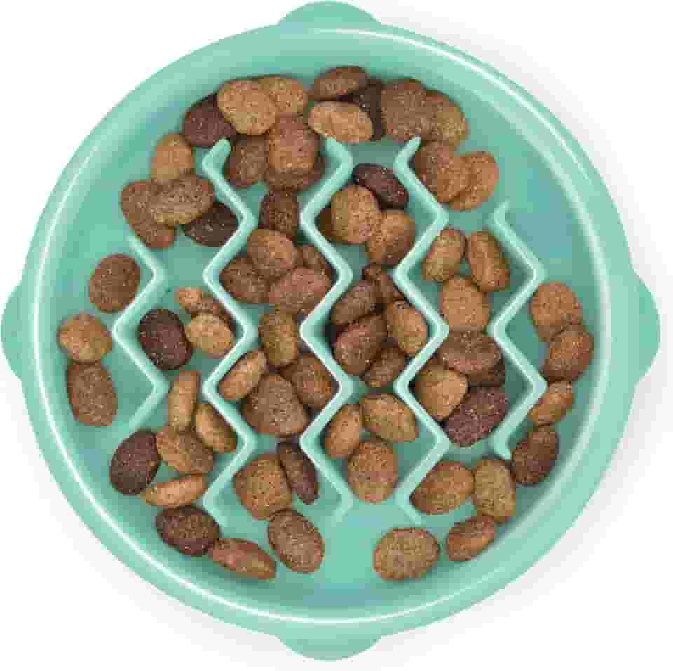 Tigela Outward Hound Fun Feeder, para alimentação lenta, pequeno, Mint