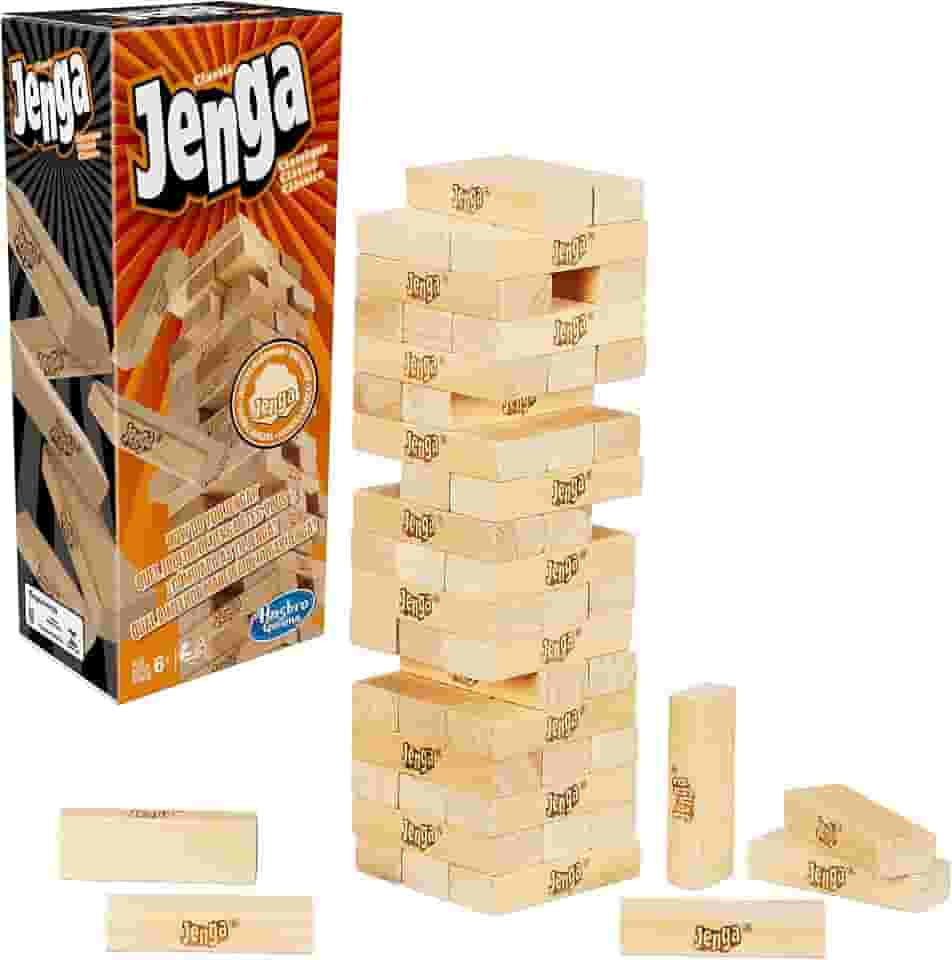 Hasbro Gaming Jenga clássico Jogo de equilíbrio e estratégia com 54 peças, brinquedo para crianças, brinquedos de Natal para crianças a partir de 6 anos