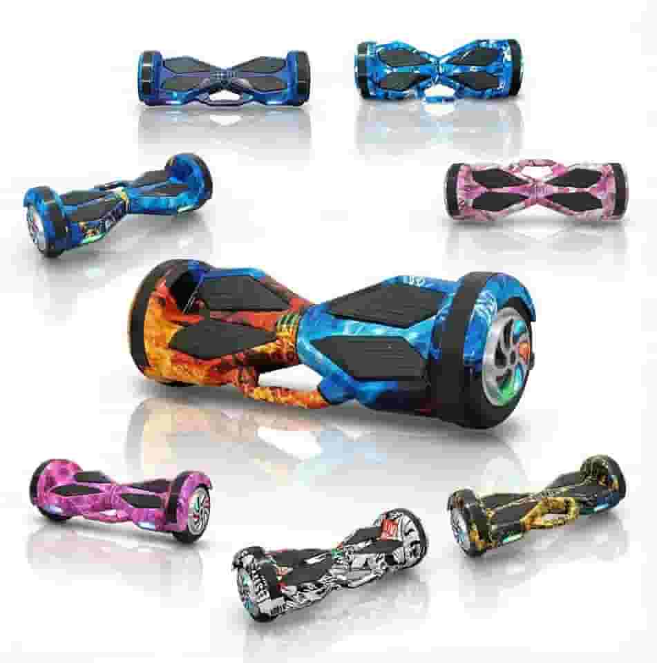 Hoverboard Infantil Skate Elétrico 8", LED Bluetooth, Bateria Grande Capacidade, 15km/h, Uso Interior/Exterior, 15kg, com Adaptador e Manual, 65x25x29cm