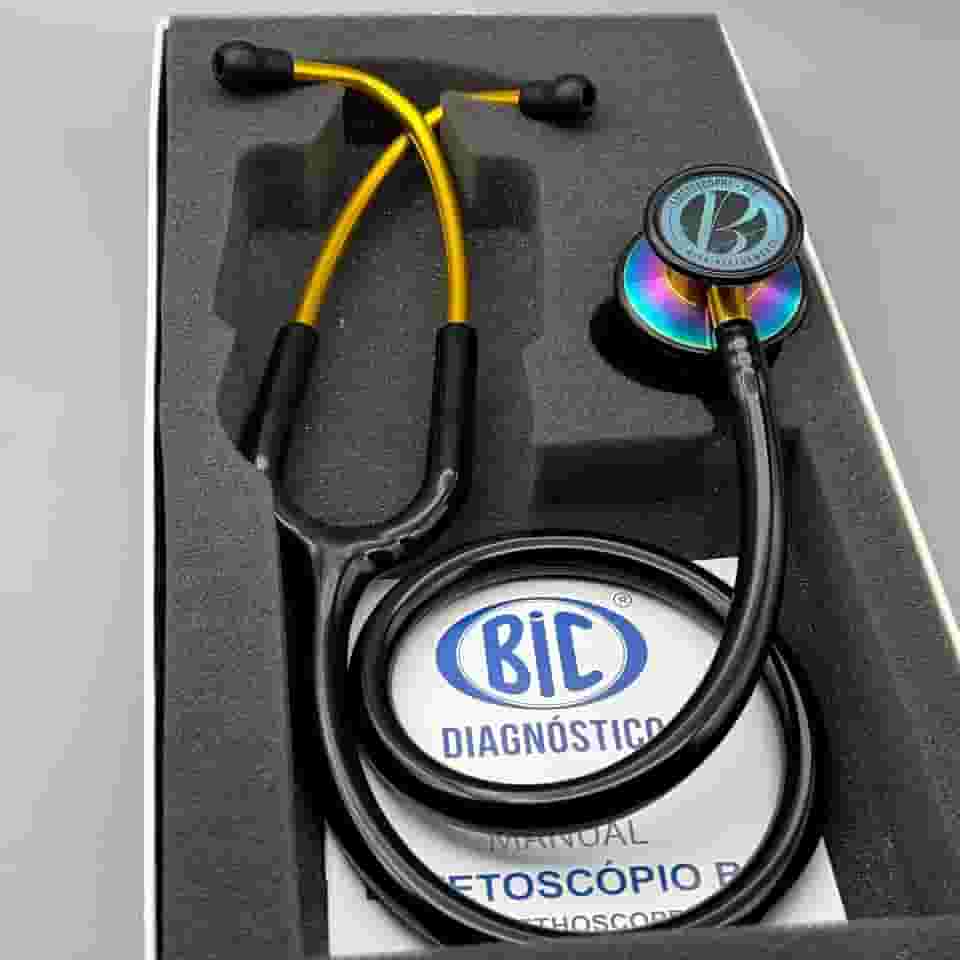 Estetoscópio Bic Eternity III Black Rainbow ES1523 - Excelente Ausculta - Garantia de 5 anos