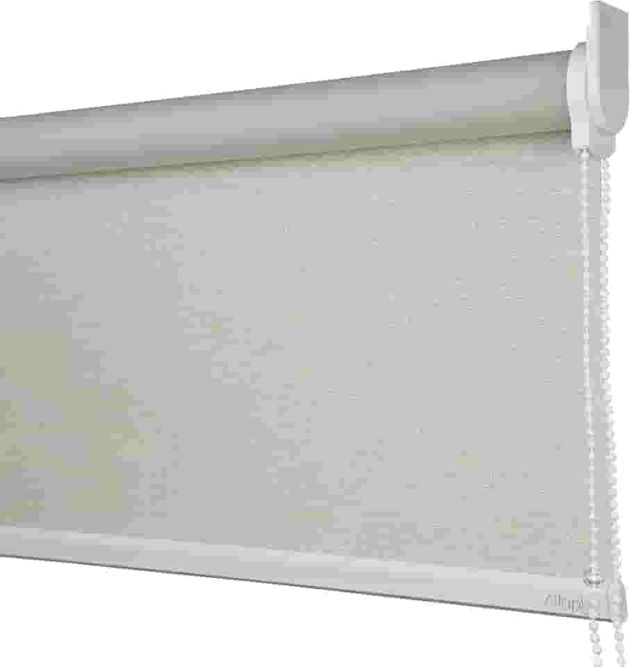 Cortina Persiana de Rolo, Rollon, rolô Blackout, black out, blacaute (Linho Natural - Acabamento Branco, 0,80 (lar) x 1,40 (alt) - SEM BANDÔ)