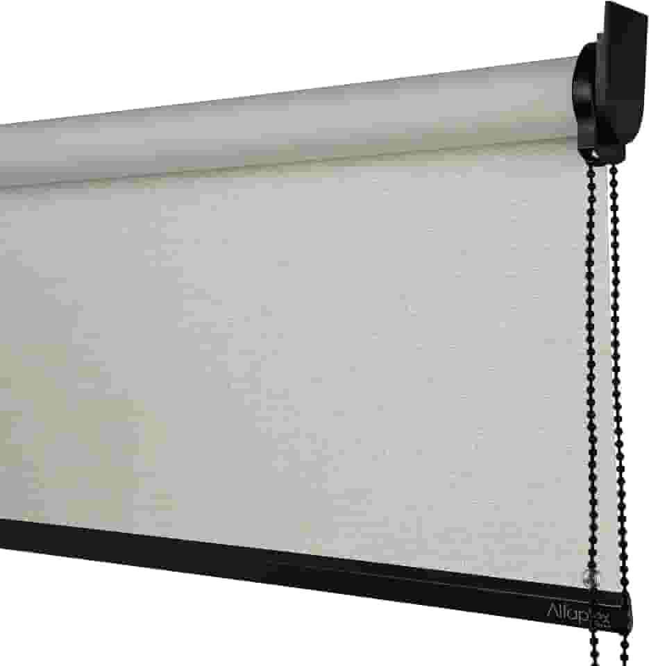 Cortina Persiana Rolo Blackout Linho Natural SOB MEDIDA comando lado DIREITO (SEM BANDÔ) (Linho Natural - Acabamento Preto, 1,30 (lar) x 1,40 (alt))