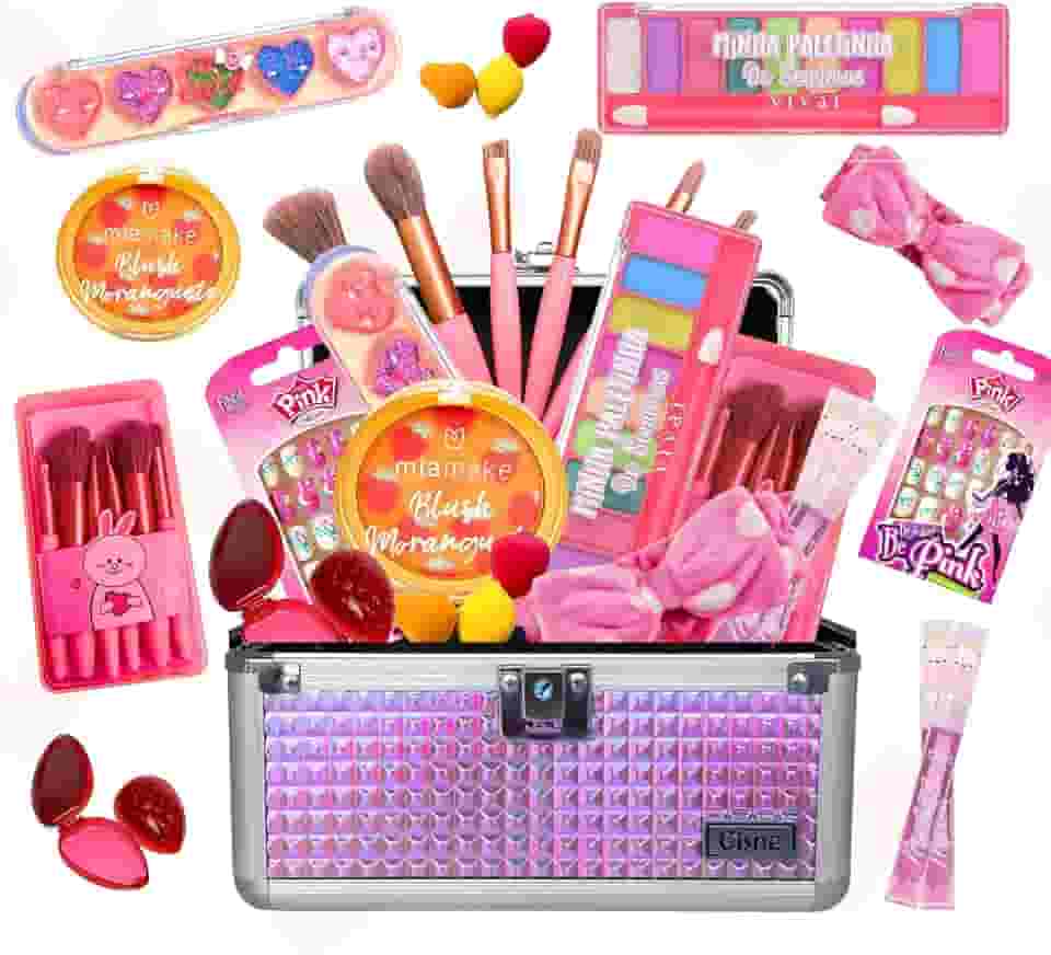 Maleta de Maquiagem Infantil Criança Meninas Presente Make Colorida Maleta Rosa