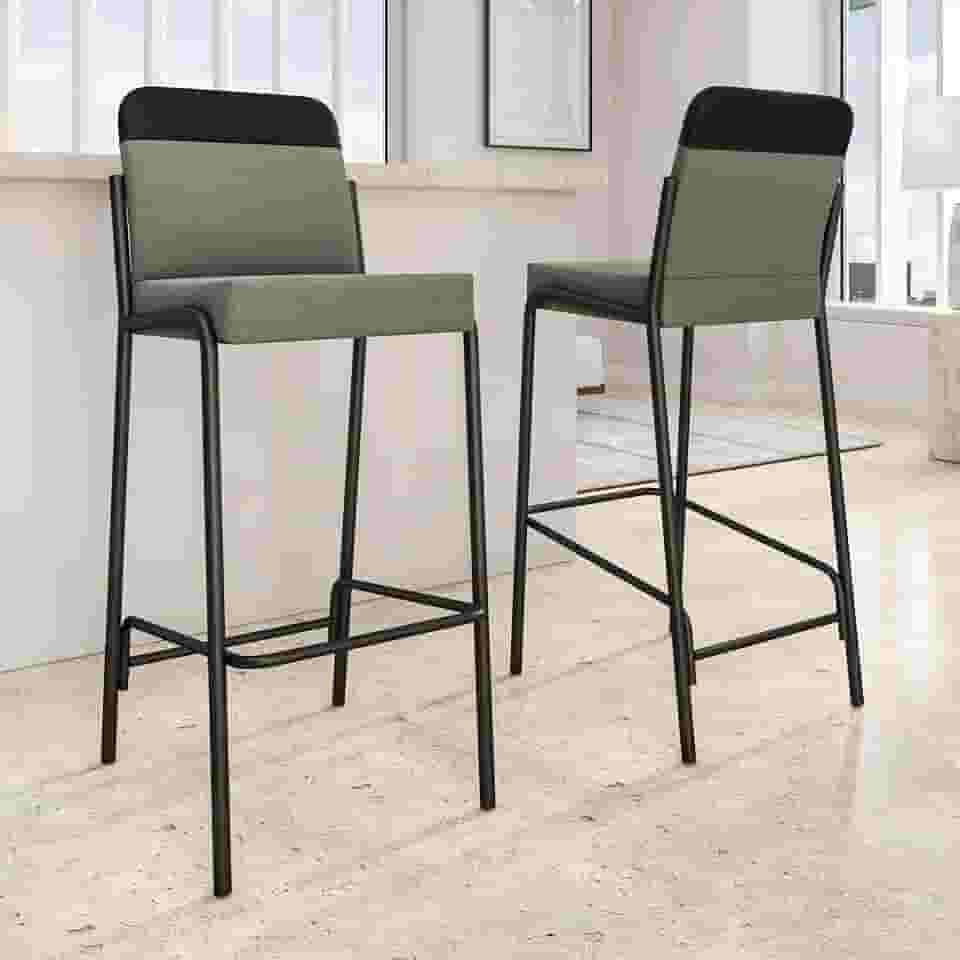 Kit 2 Banquetas Altas Duo Carraro (Grafite e Preto)