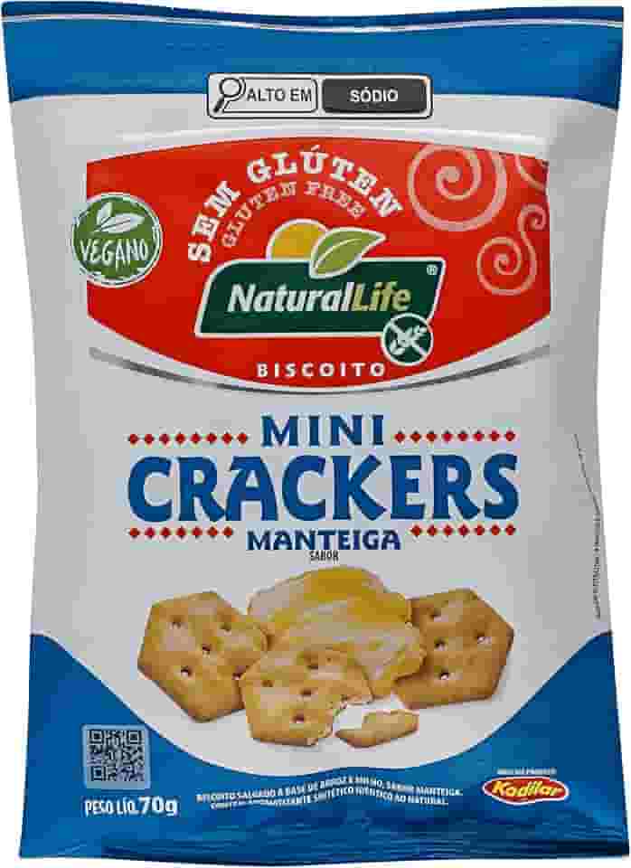 Biscoito Mini Crackers Natural Life - Sabor Manteiga - Sem Glúten - Vegano - 70g