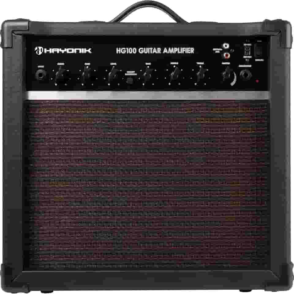 HAYONIK, Amplificador/Cubo Para Guitarra, 100W RMS, Alto Falante 10", Overdrive e Clean, Saída Para Fone de Ouvido, Eq Grave, Médio e Agudo, HG100