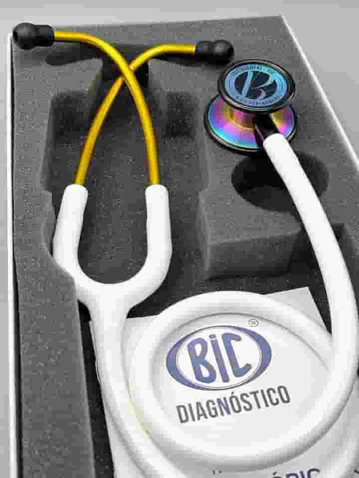 Estetoscópio Bic Eternity III Branco Gold - Excelente Ausculta - Garantia de 5 anos
