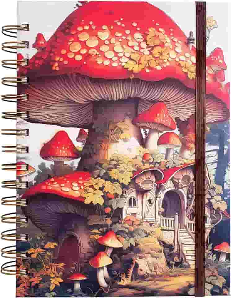 Sketchbook para Desenho Casa-Cogumelo A5 21x15 cm, Capa Dura Espiral, 50 folhas/ 100 páginas 240g - bloco para marcadores e mixed media, resistente a sangramento, caderno para pintura artística, caderno sem pauta, Desenho Artístico Profissional Esboço