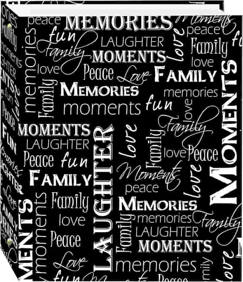 Álbum de fotos magnético autocolante de 3 anéis, 50 folhas, branco e preto