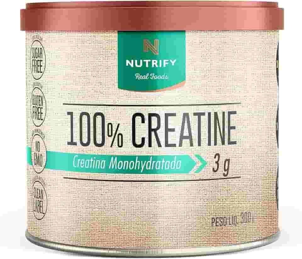 Nutrify - 100% Creatine 3g de Creatina por Dose - Suplemento Alimentar para Suporte Energético - Sem Glúten, Sem Lactose, Sem Açúcar, Vegana - Lata 300g