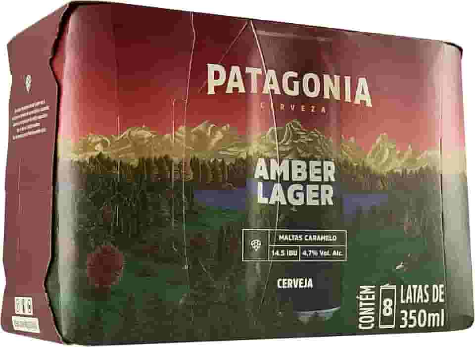 Pack Cerveja Patagonia Amber Lager Nacional 350ml Lata Sleek - 8 Unidades