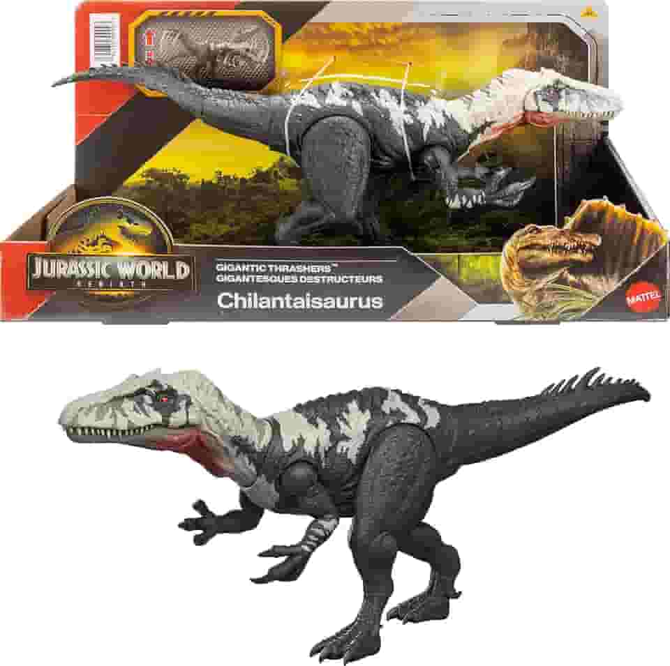 Jurassic World Dinossauro de Brinquedo Rebirth Rastreadores Gigantes Chilantaisaurus para crianças a partir de 4 anos