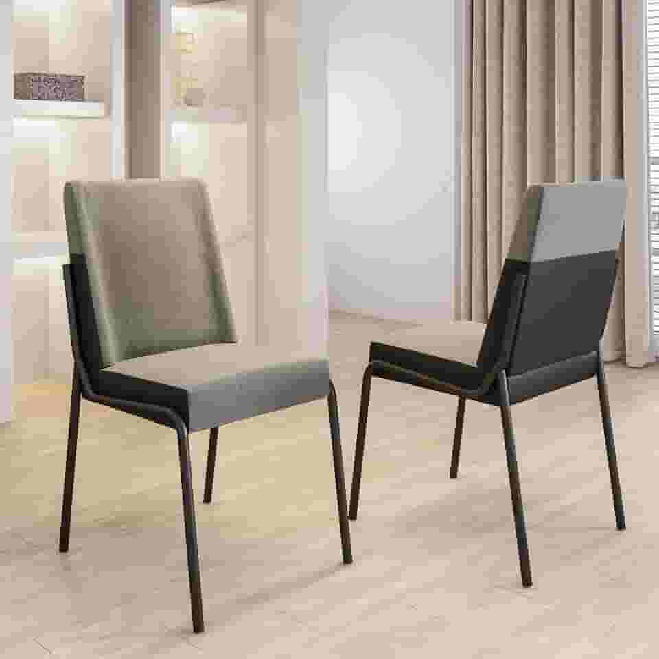 Conjunto 2 Cadeiras de Jantar Hug 1749 Carraro Grafite Preto