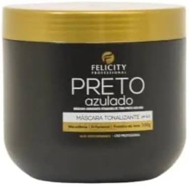 Felicity Professional Máscara Tonalizante Preto Azulado, 500g, Hidratante com Macadâmia e D-Pantenol para Cabelos Escuros