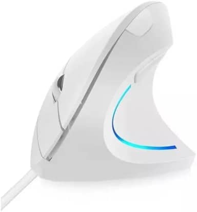 Mouse Vertical Verto Ergonomico 6 Botoes Com Fio Usb Led 1600 Dpi Ajustavel Branco D5