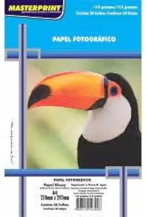 Papel Fotográfico 115g Glossy A4 p/Inkjet - Pacote c/ 50 Folhas | MASTERPRINT