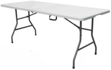 Mesa Dobrável Portátil 1.80m que Vira Maleta com Alça - Para Camping, Pesca, Jardim e Área Externa, Interna(Branca)