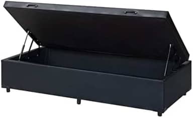 Cama Box baú solteiro corino preto com pistao a gás