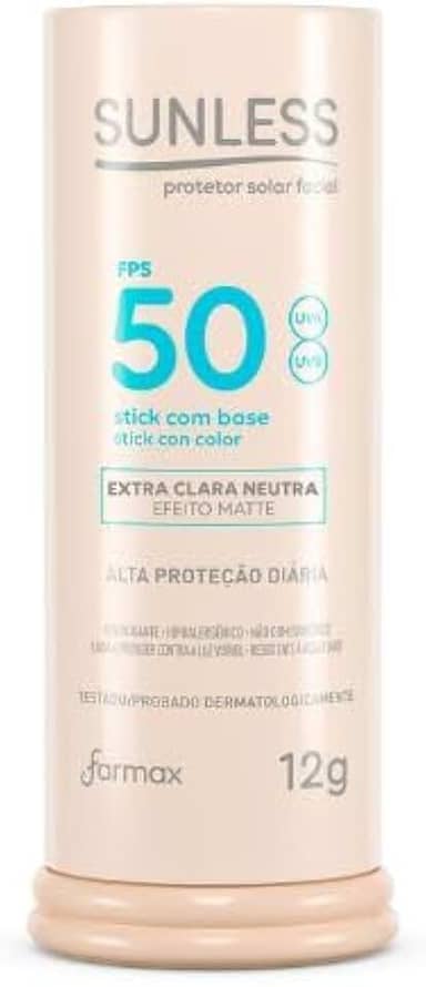 Protetor Solar Facial em Bastão com Base FPS 50 Efeito Matte Sunless Stick Extra Clara Neutra