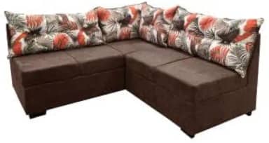 Sofá De Canto 5 Lugares Renaut Suede Marrom/Palmeira