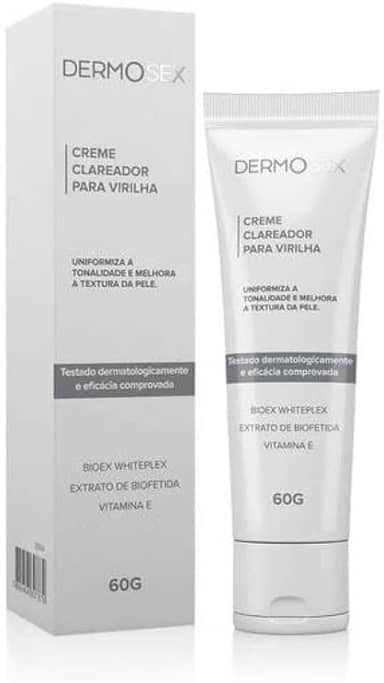 Creme Clareador para virilha, Axila, Pescoço linha Dermosex 60g. Com extrato de biofetida, Vitamina E e bioex whiteplex