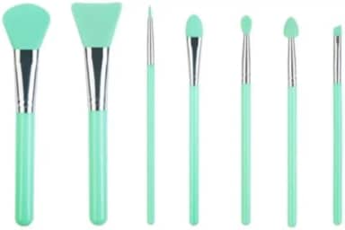 Kit aplicador de pincel de silicone de 7 peças para artesanato em resina UV epóxi e produtos de maquiagem em creme (verde menta)