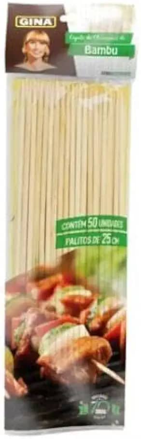 Saco de espetinho de Bambu Gina 25 cm com 50 unidades para Churrasco Doces Crepes Artesanato