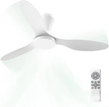 Ventilador de Teto com Controle Remoto Silencioso 6 Velocidades Função Reversa LED 21W Ajustável com Memória Moderno 220V/110V, Branco