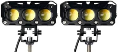 Par Farol Milha Moto Led Auxiliar 120W 12000LM Neblina Lampada Lente Auxiliar Três Lentes Luz De Cor Dupla