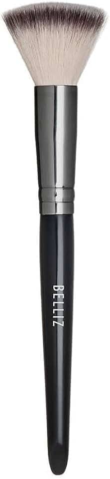 Pincel para Pó Compacto, Belliz, Preto/ Metal Prata