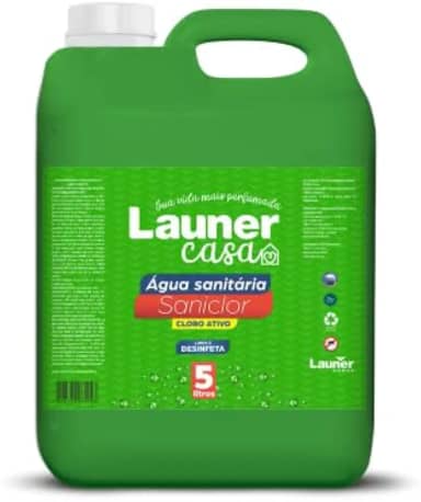 Água Sanitária – Baixo Odor, Desinfetante Multiuso, Limpeza Profunda e Eliminação de Germes e Bactérias Launer Casa 5L